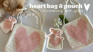 how to crochet a heart bag & pouch | in-depth tapestry/pixel grid crochet tutorial