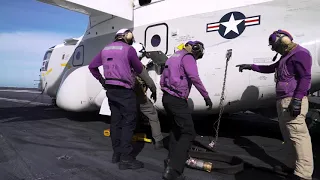 Navy CMV-22B Osprey Operations Aboard an Aircraft Carrier.