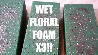 Crushing Three Wet Floral Foam Blocks! ASMR