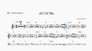 All Of Me (John Legend) - Bb Trumpet - Playback - Sheet Music