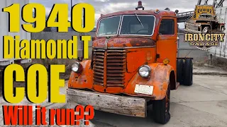 Super Rare 1940 Diamond T COE Wrecker. Will it run after 60 years? Montana Farm Truck.