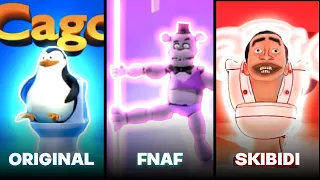 Los Pingüinos Me La Van a Mascar ORIGINAL vs FNAF vs SKIBIDI TOILET VERSIONS