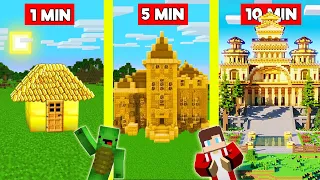 GOLDEN HOUSE BUILD BATTLE CHALLENGE In Minecraft - NOOB VS PRO - Maizen Mizen Mazien Parody