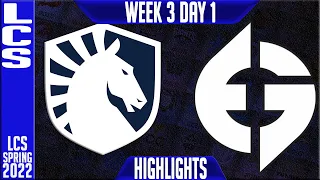 TL vs EG Highlights | LCS Spring 2022 W3D1 | Team Liquid vs Evil Geniuses
