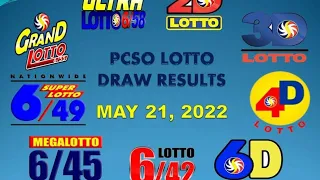 May 21,2022 PCSO LOTTO DRAW P115M JACKPOT PRIZE 6/55 GRAND LOTTO #2d  #3d  #6d #6/42