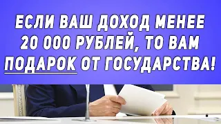 ВНИМАНИЕ!!! Если ваш ДОХОД МЕНЕЕ 20 000 рублей, то ВАМ ПОДАРОК от Государства!