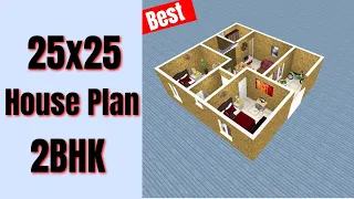 25x25 House Plan 2BHK || 2 Bedrooms House Design || 500 Sqft Ghar Ka Naksha || 50 Gaj Home Design