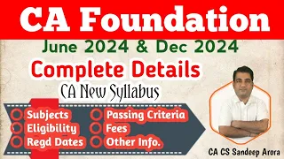 CA Foundation June 2024 & Dec 2024 | Complete Details | Registration, Fees, Subjects, Mode, Exam etc