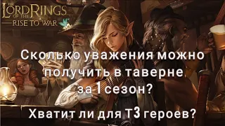 LOTR: Rise to War | Сколько уважения можно получить в таверне до 2 сезона?