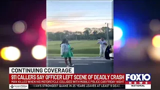 911 callers say officer who collided with motorcyclist left the scene