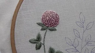 Flower embroidery. Clover. Embroidery for beginnrs.