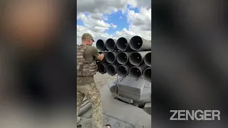 Ukrainian Hurricane Multiple Launch Rocket System In Action