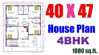 40 X 47 House Plan | घर का नक्शा 40 फ़ीट X 47 फ़ीट | Ghar ka Naksha