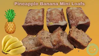 Moist Pineapple Banana Bread with nuts Recipe Mini Loafs ~ Pan de piña y plátano con nueces