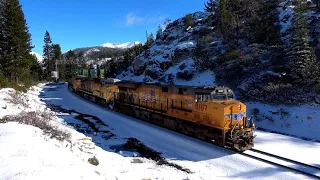 4K: Trains Through the Snow: Union Pacific, BNSF, & Amtrak Trains on Donner Pass 12-15-19