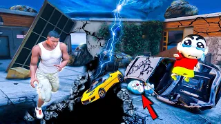 GTA 5 : Franklin Survived Earthquake & Lost His House with Shinchan & Doremon (Tsunami ,Lava ) GTA 5