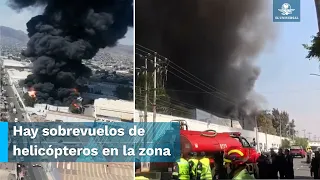 Fuerte incendio consume fábrica de plásticos en Xalostoc, Ecatepec