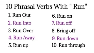 10 Phrasal Verbs with "Run" | "Run out", "Run over", "Run Down" | #spokenenglish