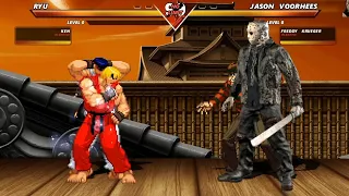 ICE POWER RYU & FIRE POWER KEN vs JASON VOORHEES & FREDDY KRUEGER - High Level Awesome Fight!