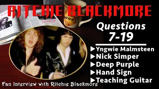 Ritchie Blackmore interview ⚔️ Questions 7-19 Yngwie Malmsteen Nick Simper 1996 Rainbow Fans