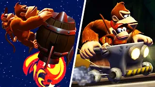 Donkey Kong Country Returns - All Mine Cart & Rocket Barrel Levels (2 Player - No Damage)