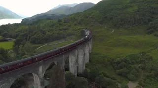 Glenfinnan Viaduct Steam Train - Drone Footage - 4k