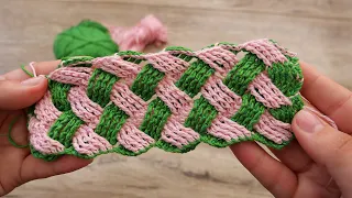 Двухцветный узор «Плетенка» крючком 🧩 Crochet basket weave stitch