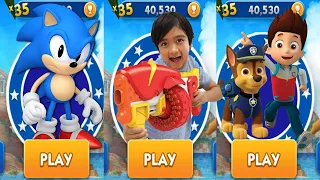 Sonic Dash vs Tag with Ryan vs PAW Patrol Ryder Run - All Characters Unlocked Gameplay Combo Panda