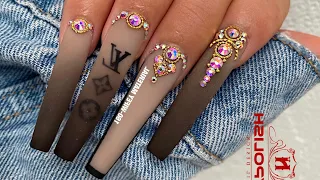 BLACK OMBRE NAILS I BLACK LV NAILS I OMBRE ART DESIGN I NOTPOLISH I LONG COFFIN SHAPE I 2020 NAILS