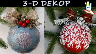 2 techniques of profiled 3-D decoration. Christmas balls [DIY]