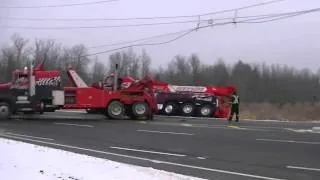 pulling a big tow truck out of the ditch