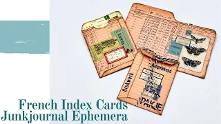 JUNK JOURNAL EPHEMERA, made with Vintage French Index Cards. #craftwithme #craftwithpaper