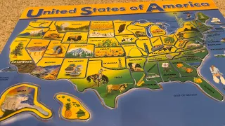 ASMR: Putting together a puzzle of the USA + tapping and scratching on it! 🧩❤️(whispering)