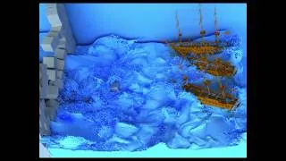 Collapsing wall 1 - Fluid simulation with 20 million particles