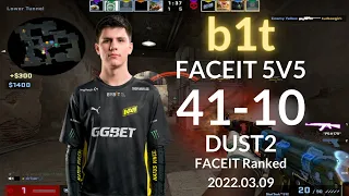 HS73% | b1t (41-10) (DUST2) @ FACEIT 5V5 RANKED 2022.03.09 | LIM-CSGO POV