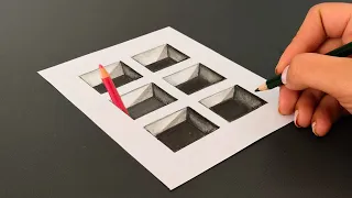 Amazing holes on paper| 3d drawing step by step for beginners