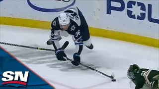 Jets' Blake Wheeler Feeds Mason Appleton For Insurance Goal While Falling To Ice