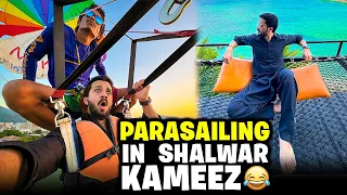 Beach py Dance in shalwar kameez🕺PARASAILING in Shalwar kameez...😂