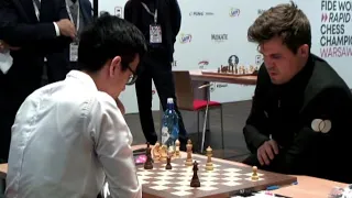 Magnus Carlsen defeated by 17 years old Nodirbek Abdusattorov | World Rapid Chess Championship 2021