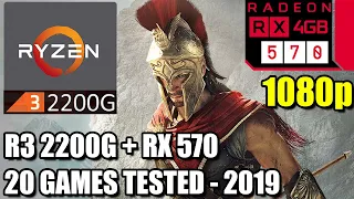 Ryzen 3 2200G paired with an RX 570 - Enough For 60 FPS? - 20 Games Tested at 1080p - Benchmark PC