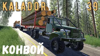 FS 19 - КОНВОЙ из 7 Лесовозов.  Продаю лес.  Купил топливо в бочках - KALADOR фермер лесоруб # 39