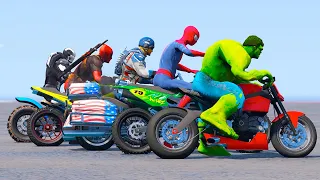 Moto de course défi SpiderMan avec les super-héros Hulk War Machine Deadpool Spider-Man- Mods GTA V