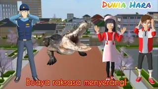 Buaya Raksasa Datang ke Kota Sakura 😱😱,Yuta Mio Jennie naik mobil polisi | Sakura School Simulator