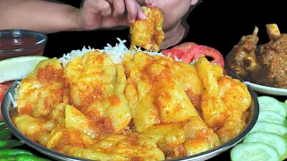 ASMR EATING OILY SPICY MUTTON FAT CURRY, MUTTON CURRY WITH RICE & EXTRA MUTTON GRAVY | INDIAN FOOD
