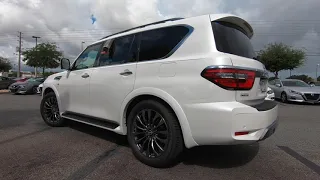 2021 Nissan Armada Platinum | Aspen White Tricoat | Brown Interior