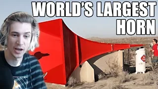 xQc Reacts to World's Largest Horn Shatters Glass by Mark Rober | xQcOW