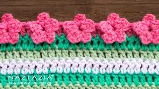 HOW to CROCHET FLOWER BORDER EDGING for a Blanket Shawl or Scarf by Naztazia