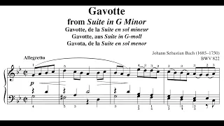 Gavotte, Allegretto (J. S. Bach) BWV 822 - Partition, Score, Partitura.