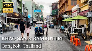 4K HDR| Walk around Khao San Road & Rambuttri Alley | MAR 2022 | Bangkok | Thailand