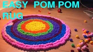 Most easy pom pom rug under 60 min/DIY Rainbow  rug.